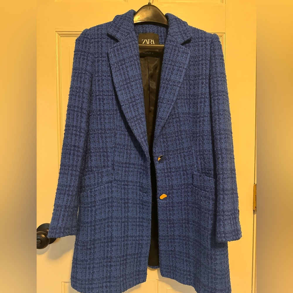 Zara royal blue tweed blazer/jacket